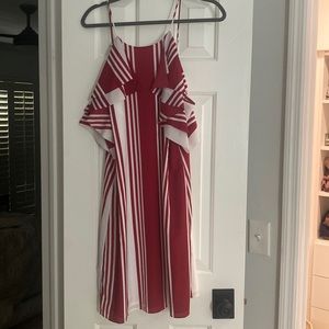 White & red striped stress